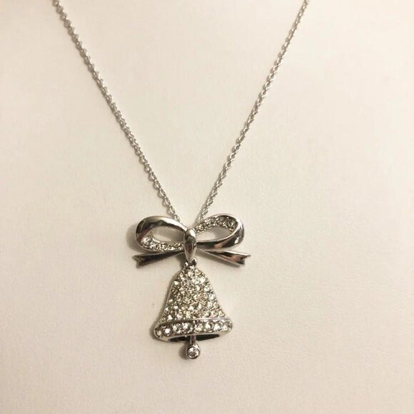 Jewelry - Napoli CZ Silver Bell Pendant Necklace NWT